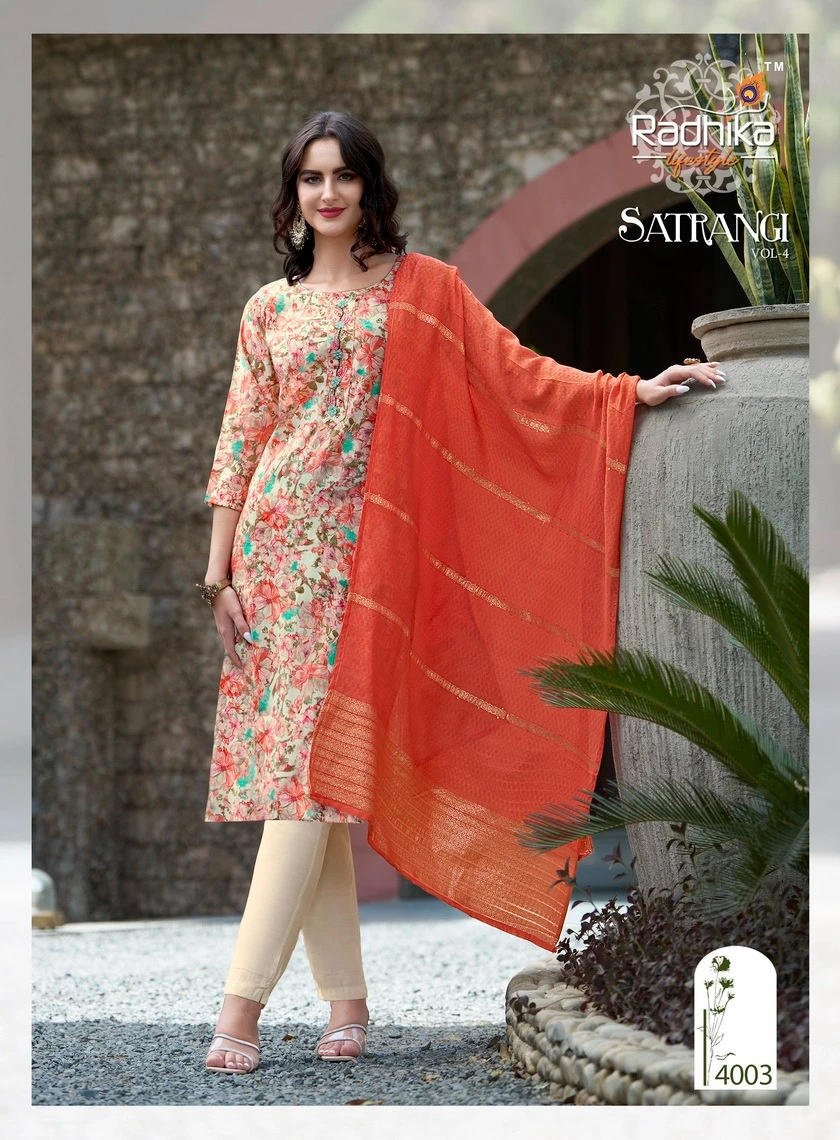 Radhika Lifestyle Satrangi Vol 4 Modal Chanderi Print Wholesale Fancy Readymade Salwar Suit Catalog — Wholesale Readymade Suit, MPA wholesale from Surat — view 3